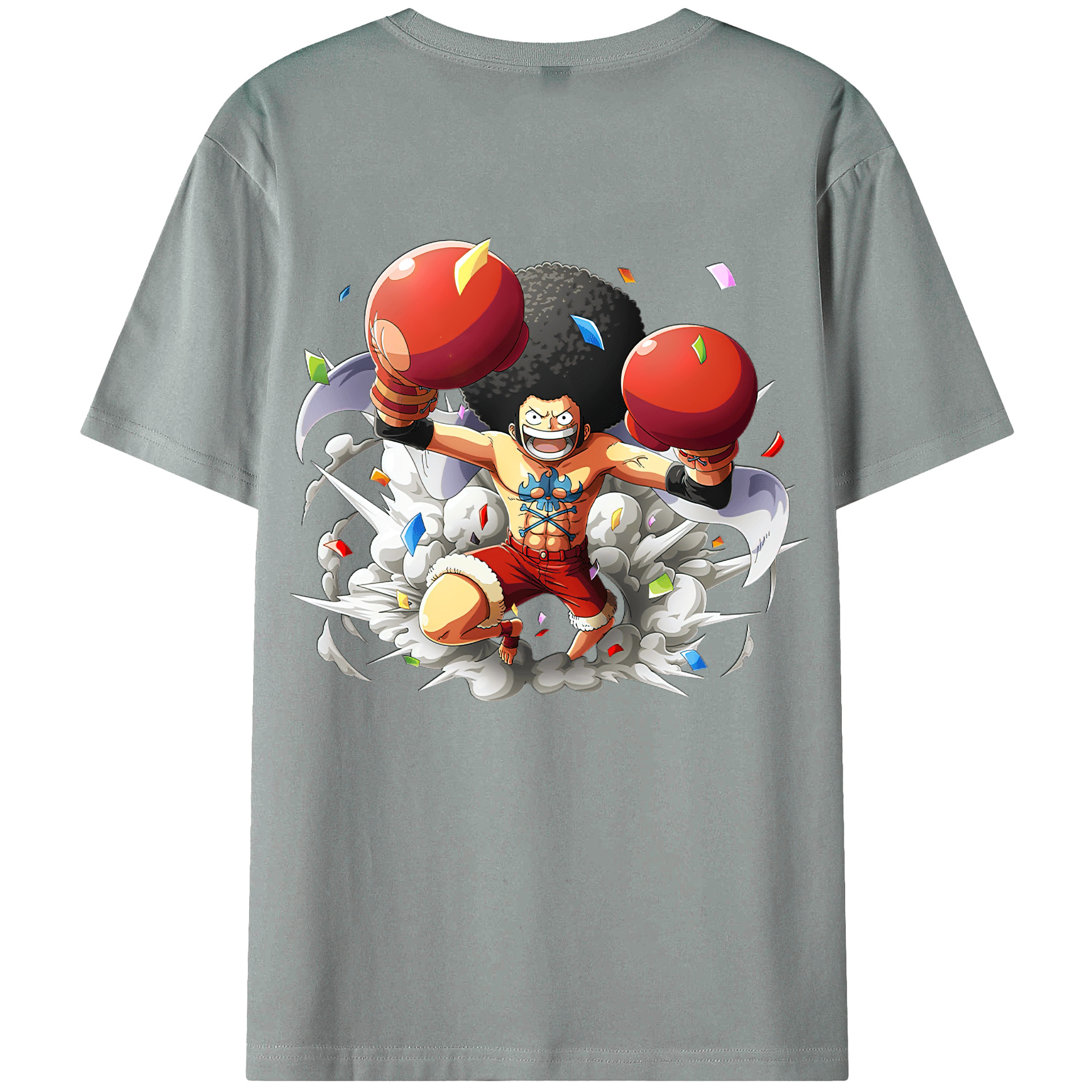 ワンピース モンキー・D・ルフィ ONE PIECE Monkey D. Luffy 綿100％ メンズ半袖Tシャツ（バックプリント） 通気性